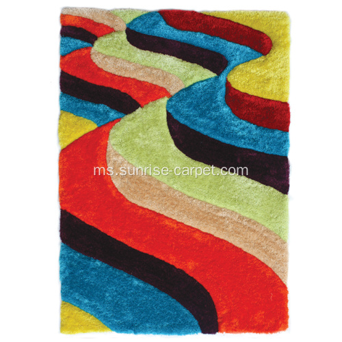 Reka bentuk poliester Shaggy Rug 3D dengan Multi Warna